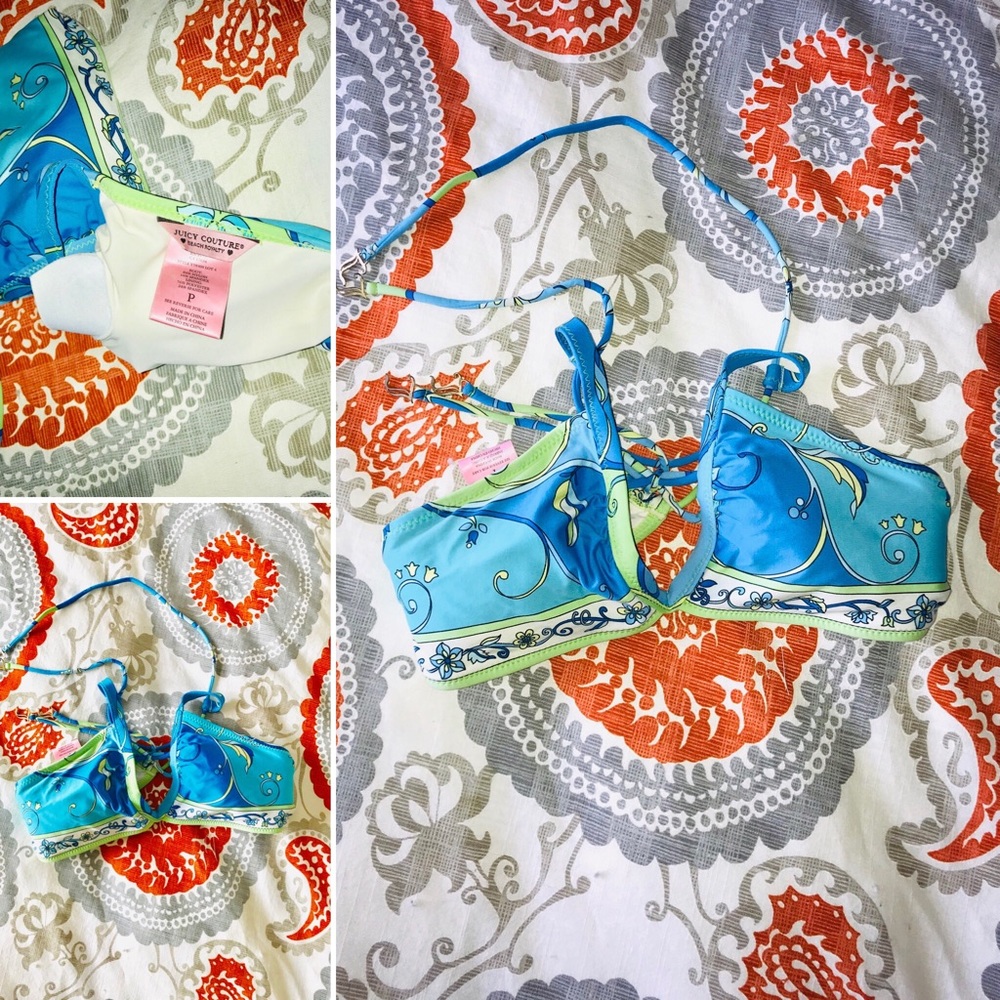 Juicy Couture beach royalty halter top swim.